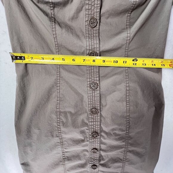 Boden Button Down Shirtdress Womens 3/4 Sleeve Size 4L Brown Putty Gray - Picture 12 of 14